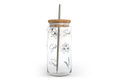 Sask Pattern Glass Can with Bamboo Lid