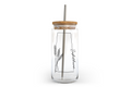 Saskatchewan Line Art Glass Can with Bamboo Lid
