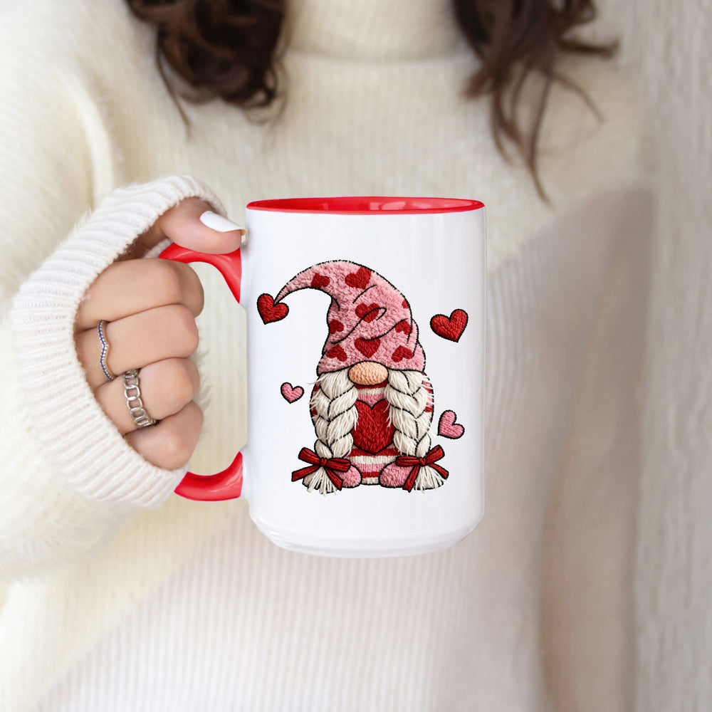 Valentine's Crochet Gnome | 15oz Ceramic Coffee Mug
