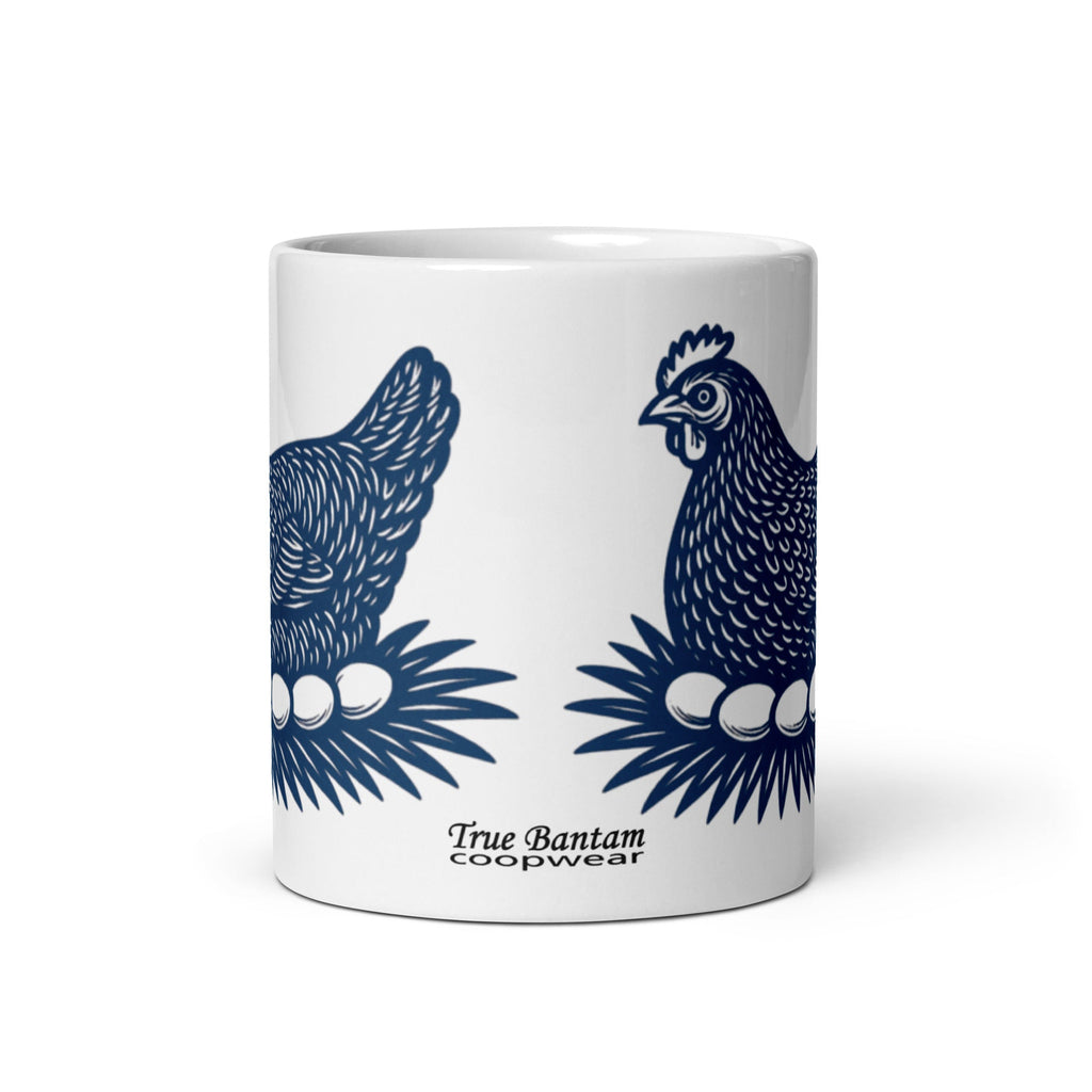 Retro Blue Hen White glossy mug