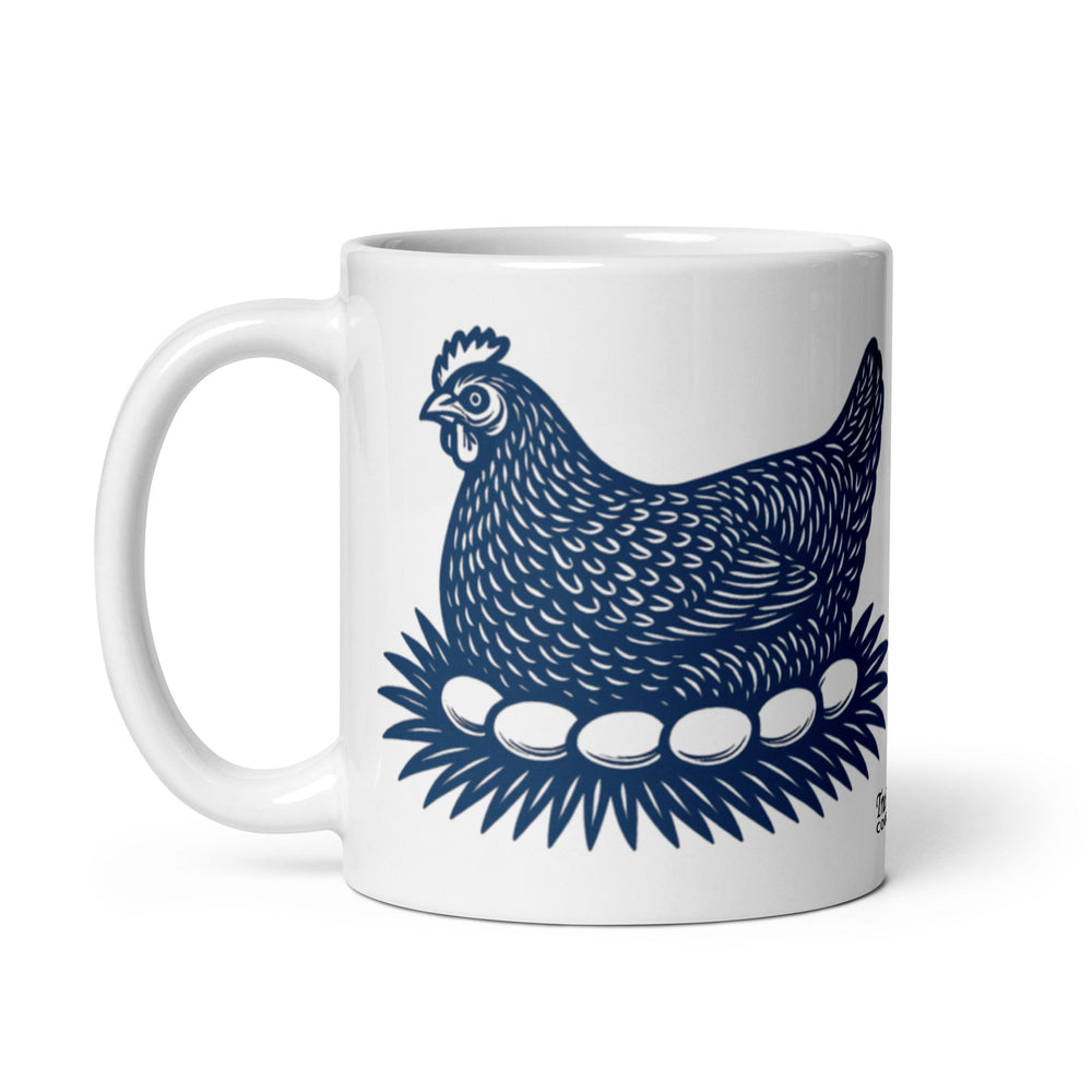 Retro Blue Hen White glossy mug
